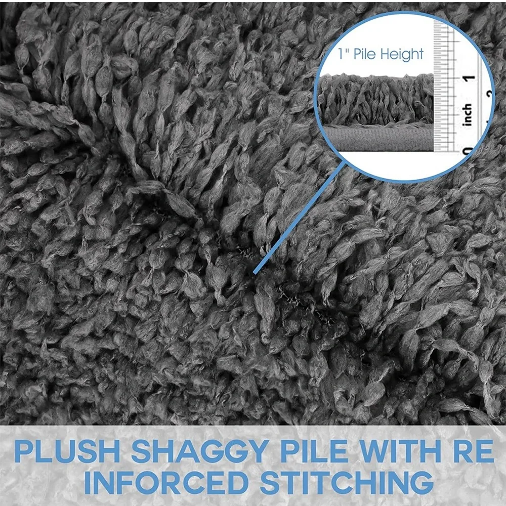 Luxury Shaggy Bathroom Soft Thick Plush Absorbent Microfiber Rug (Gray, 20x32)
